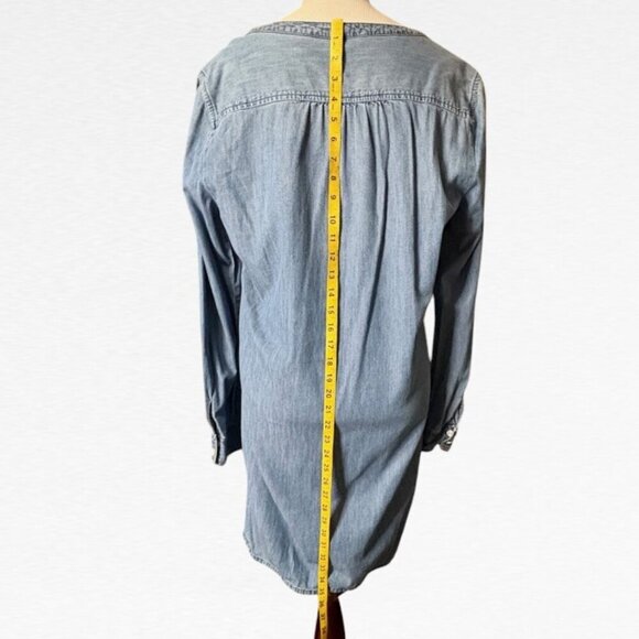 Express Denim Midi Roll Tab Long Sleeve Dress Blue Size Large - Picture 6 of 14